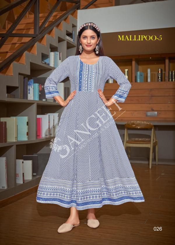 Sangeet Mallipoo 5 Plus Size Rayon Fancy Anarkali Kurti Collection